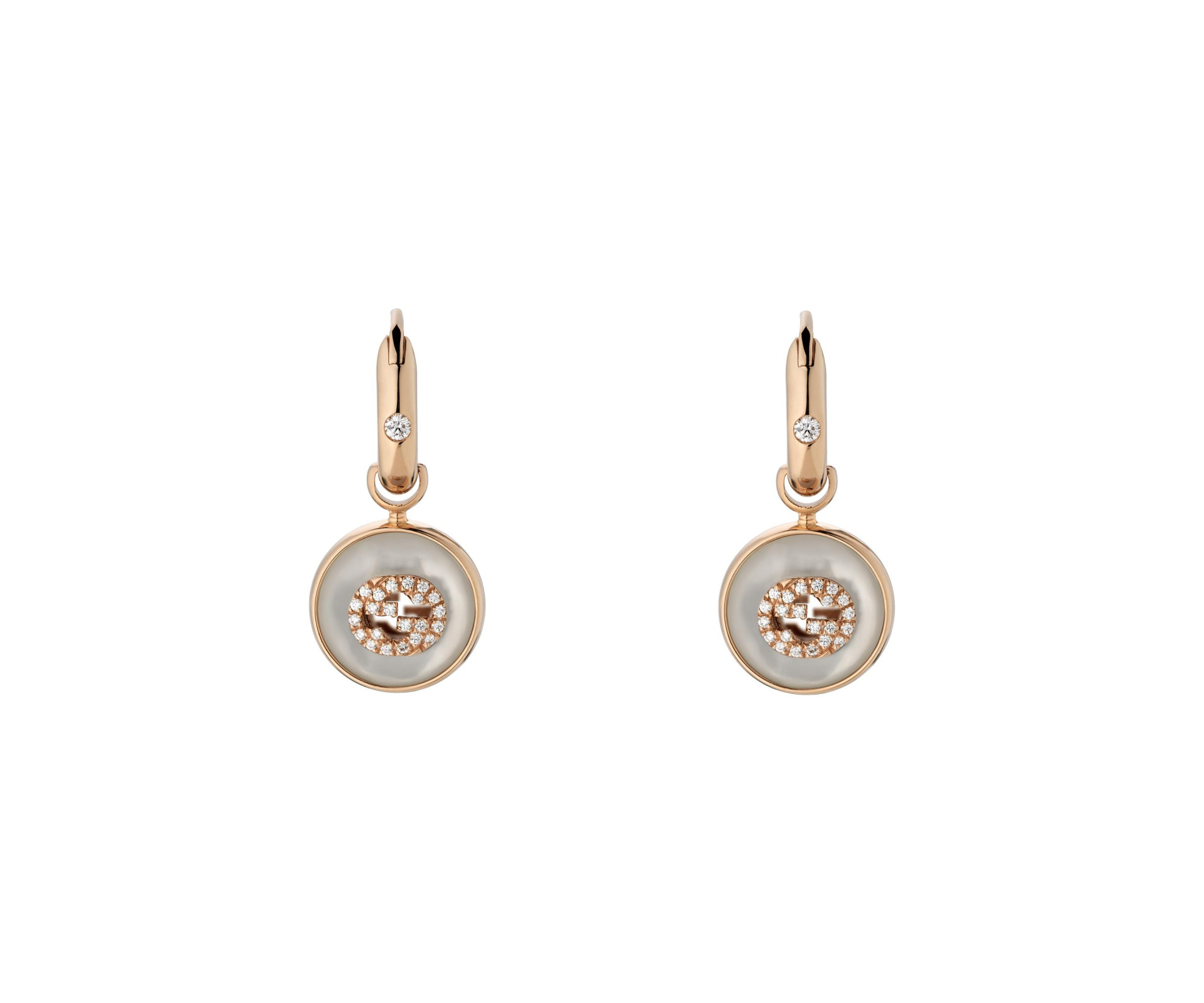 ORORECCHINI GUCCI INTERLOCKING IN ORO 18 CARATI CON DIAMANTI